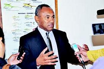 Mr. Sem Amad speaks about the new Sanctuary Photo courtesy Ministry of Marine Resources and Fisheries