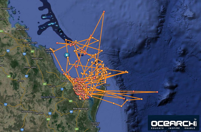 Maroochy's satellite tracking path