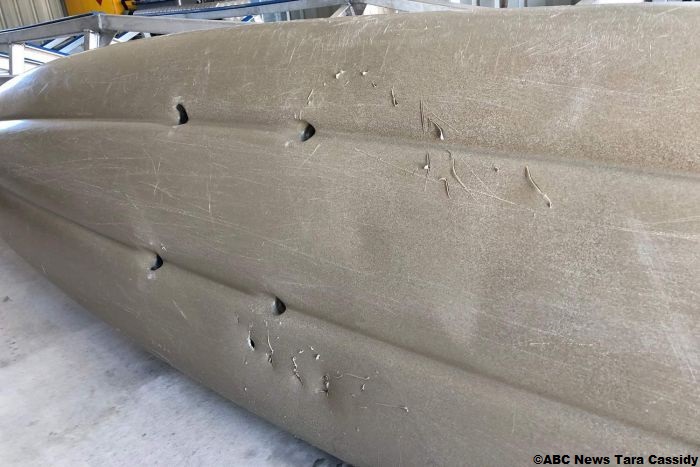 Shark bitten kayak Queensland