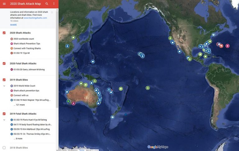 2020 Shark Attack Map • Tracking Sharks