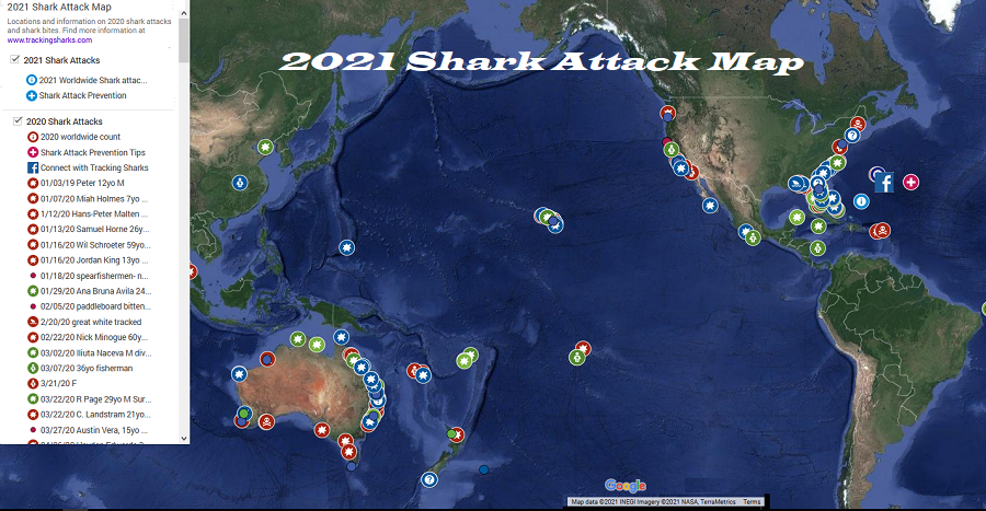 21 Shark Attack Map Tracking Sharks