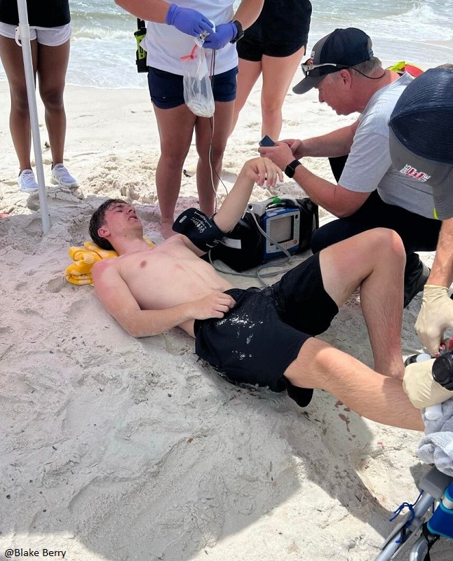 Blake Berry after being healed after a shark attack in Gulf Shores
